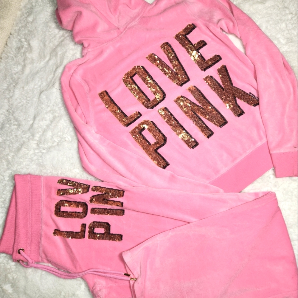 LOVE PINK Victoria's Secret Sequin Set SZ M